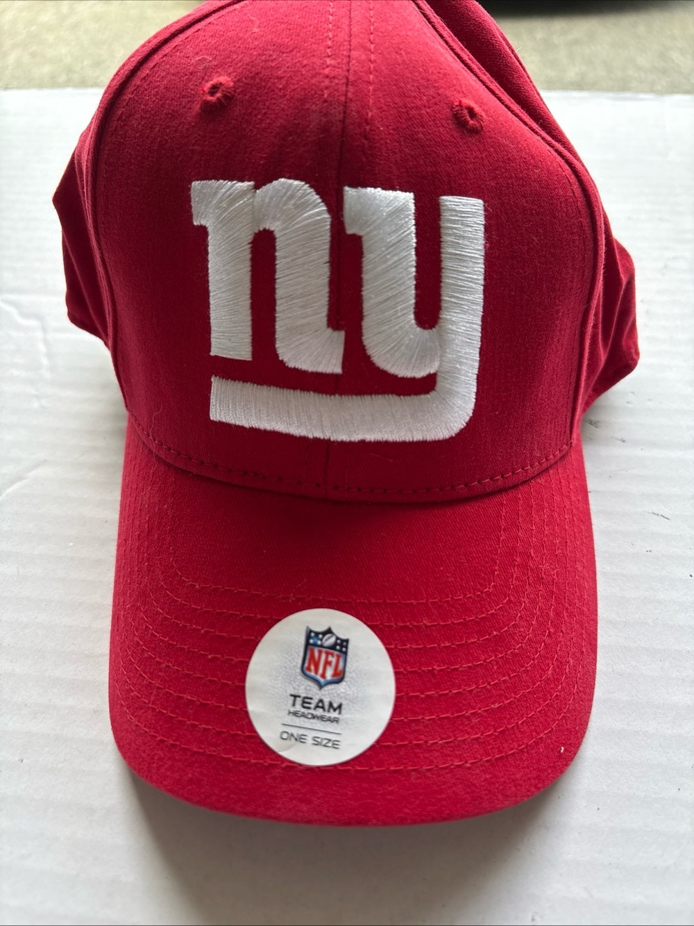 NFL Team Apparel-New York Giants Red Baseball Cap White Ny Giants Logo
